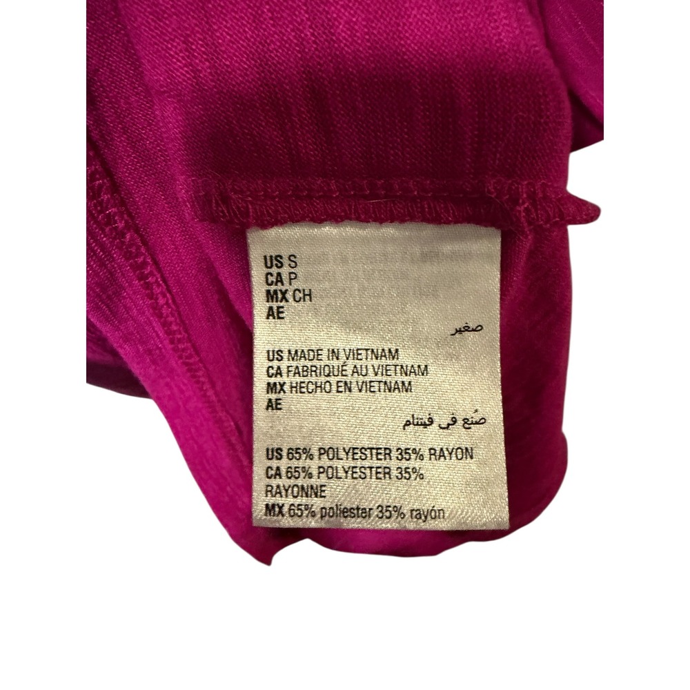 INC International Concepts Size Small Berry Pink Puff Sleeve Slub Knit Top - Picture 4 of 5